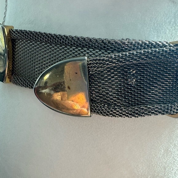 Silver Mesh With Gold Interlocking Oval Accent Pieces Belt 32” main image 4